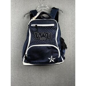 Rebel Athletic Backpack Blue Glitter VWU Cheer Bag Rhinestones Pockets Womens